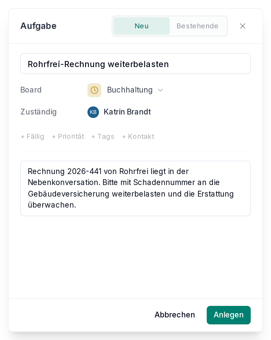 Eine neue Aufgabe für die Buchhaltung