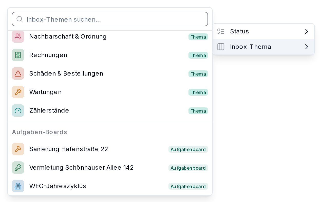 Aufgaben-Boards im Menü einer Konversation
