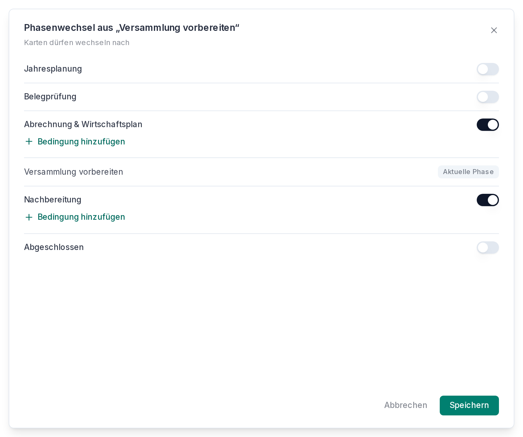 Phasenwechsel aus Versammlung vorbereiten