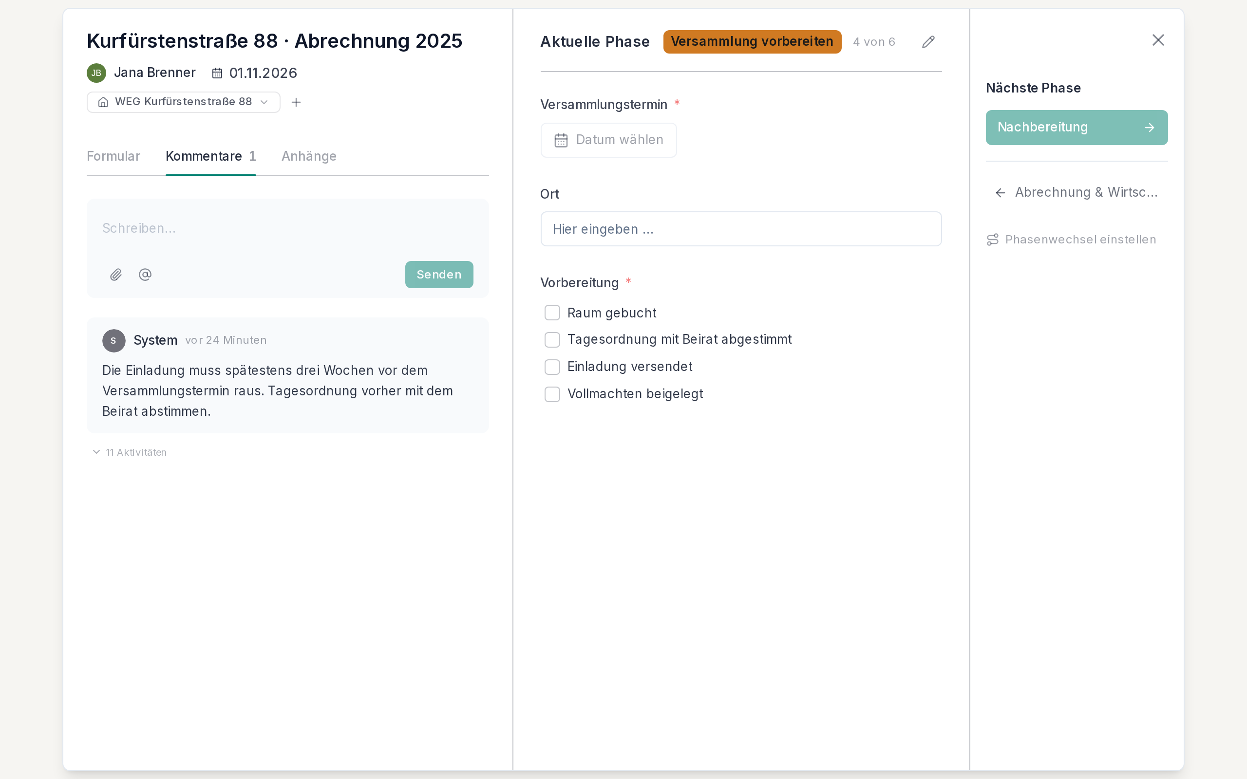 Die Notiz der Automatisierung in der Karte