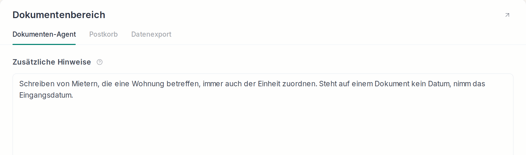 Zusätzliche Hinweise für den Agent