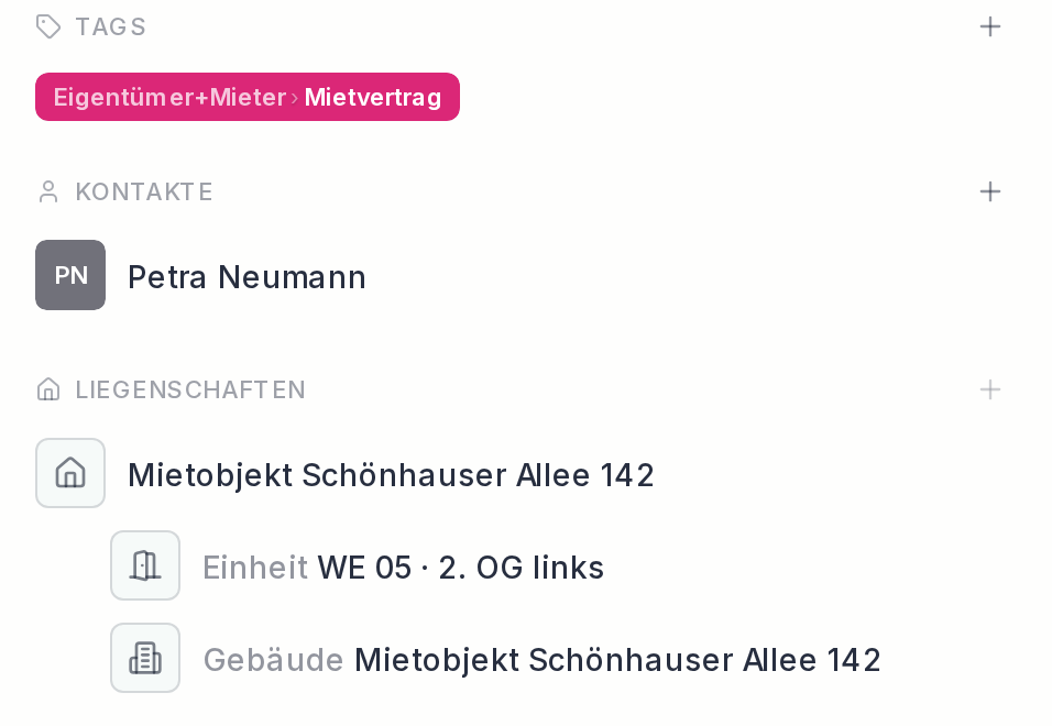 Zuordnungen eines Dokuments
