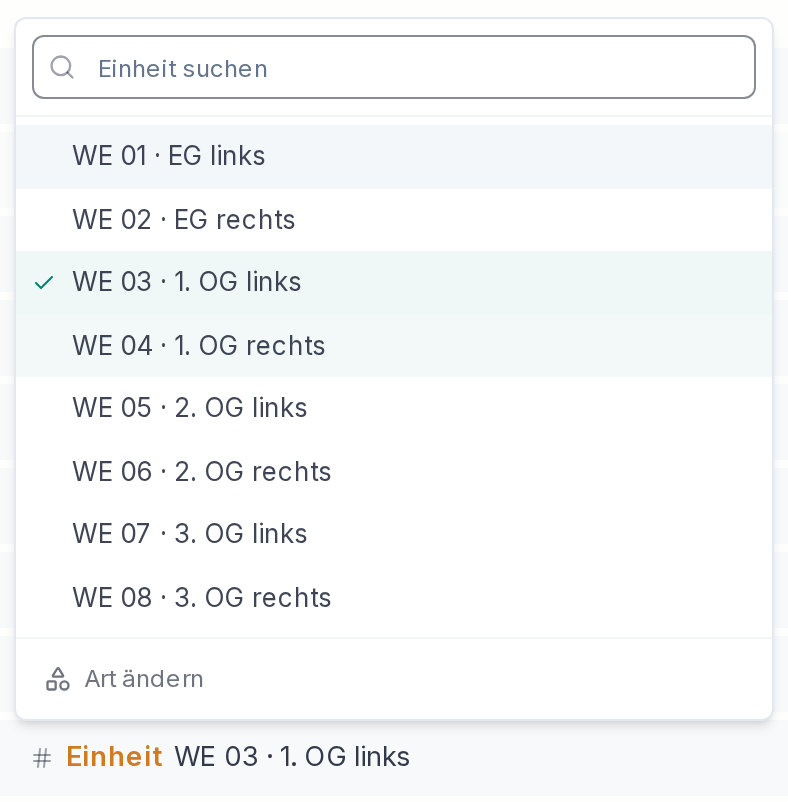 Eine andere Einheit wählen