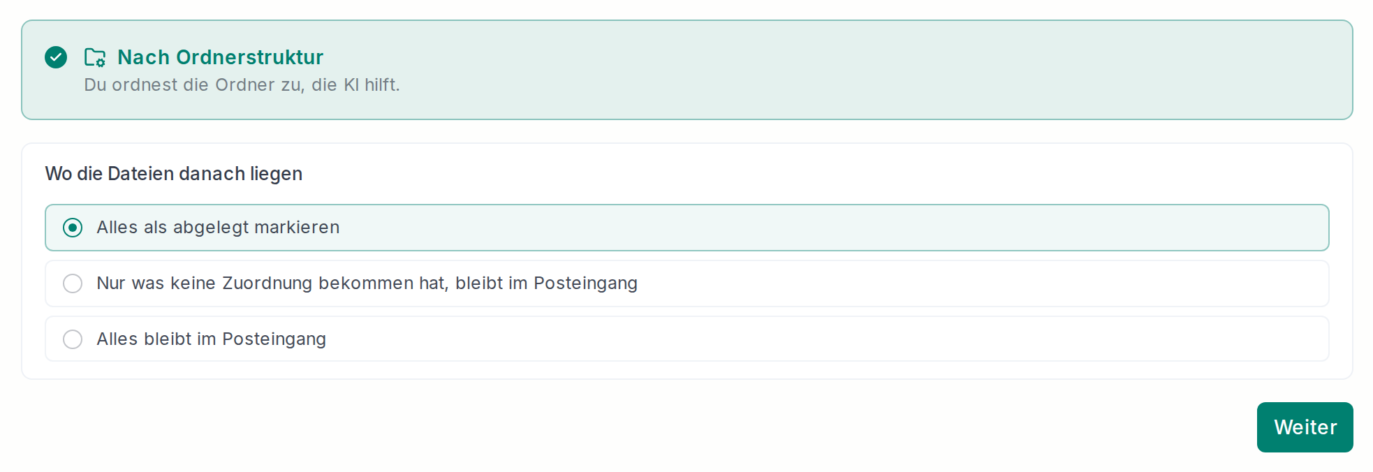 Die Auswahl, wo die Dateien danach liegen