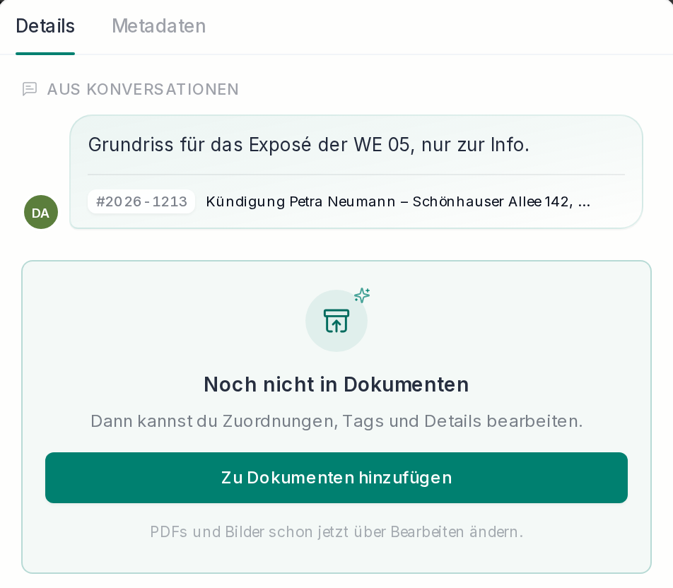 Ein Anhang, der noch nicht in der Ablage liegt