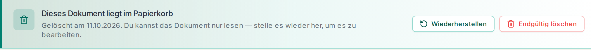 Ein Dokument im Papierkorb