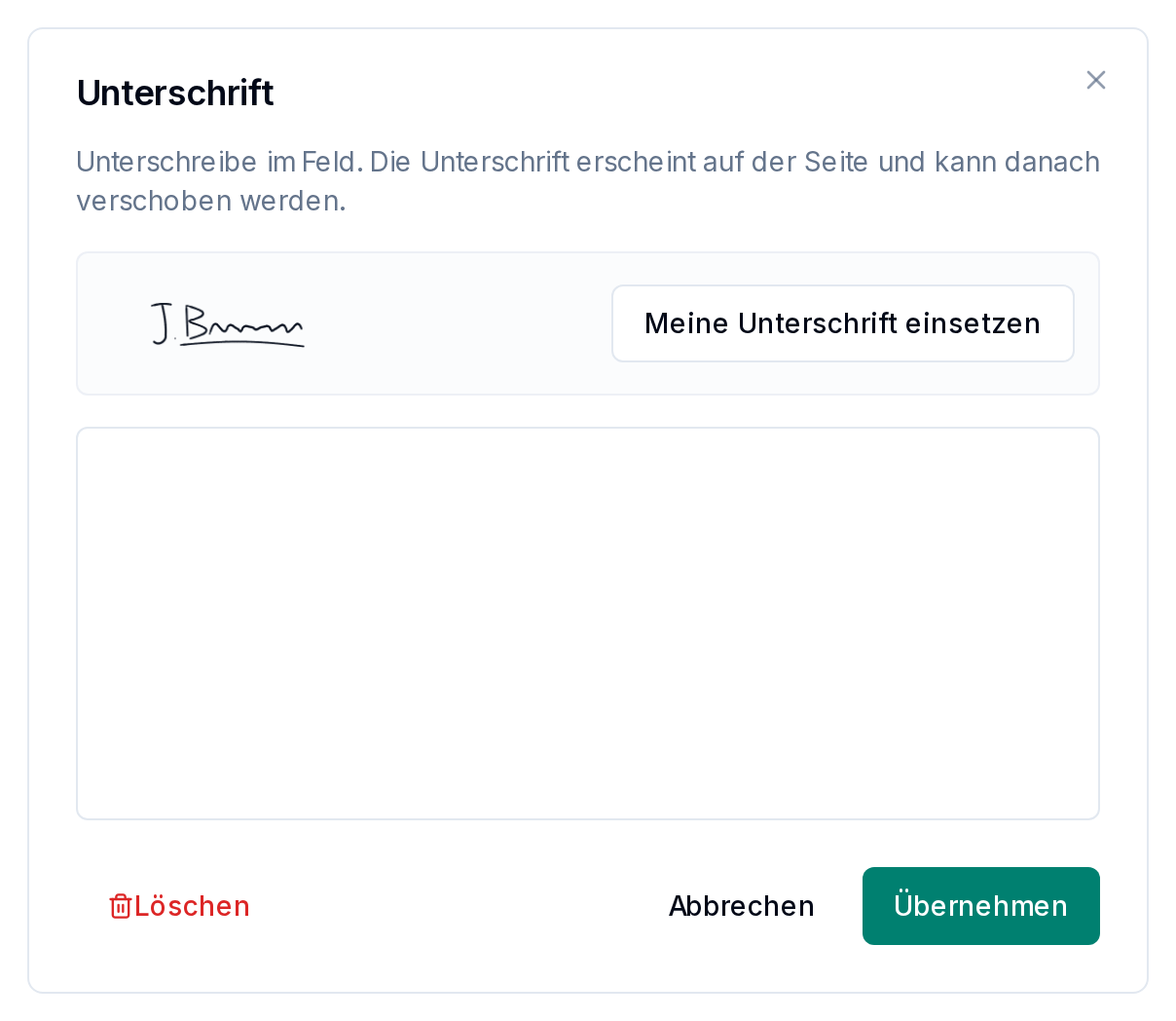 Der Dialog „Unterschrift“
