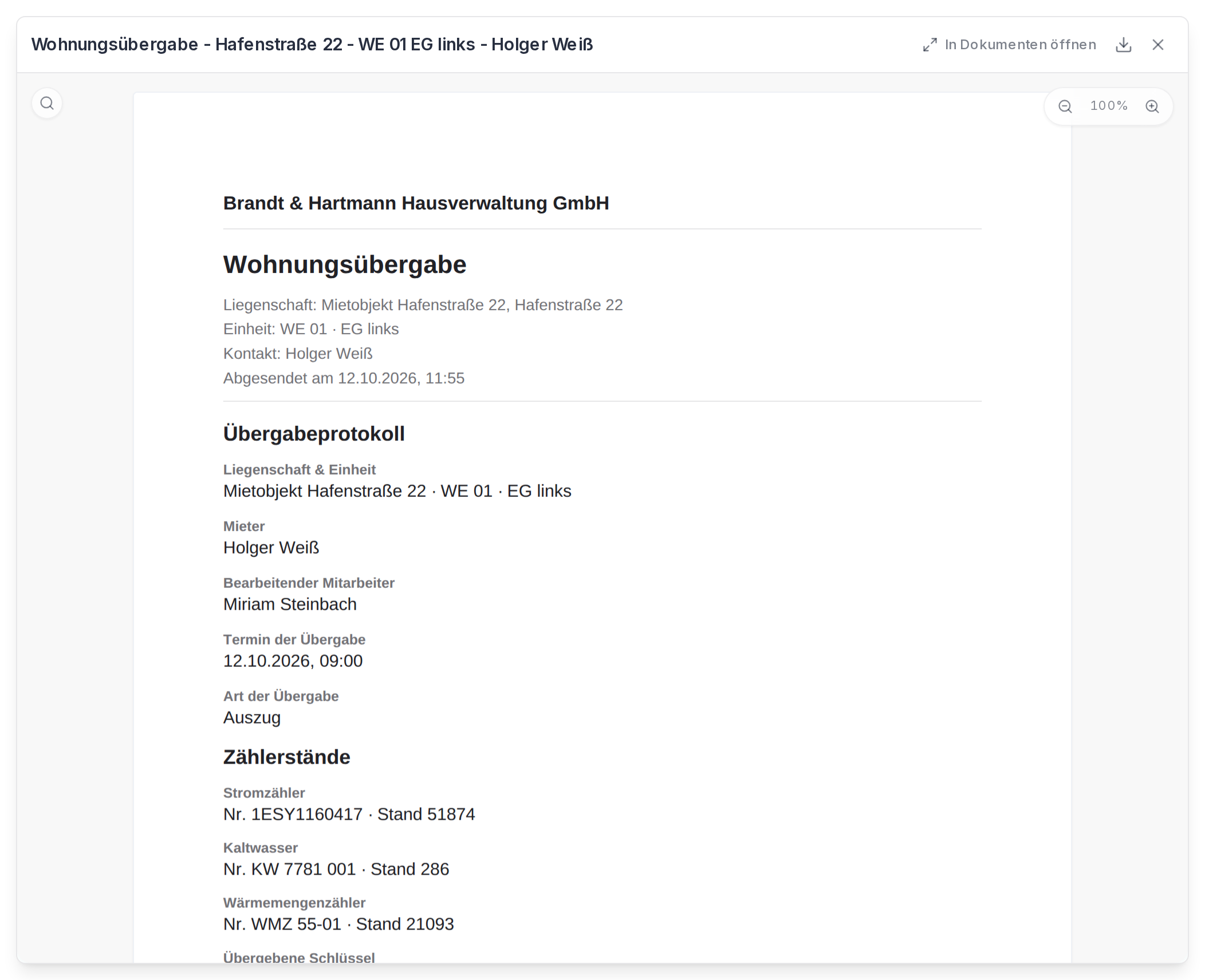 Das PDF einer Wohnungsübergabe