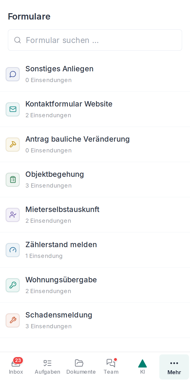 Formulare auf dem Handy