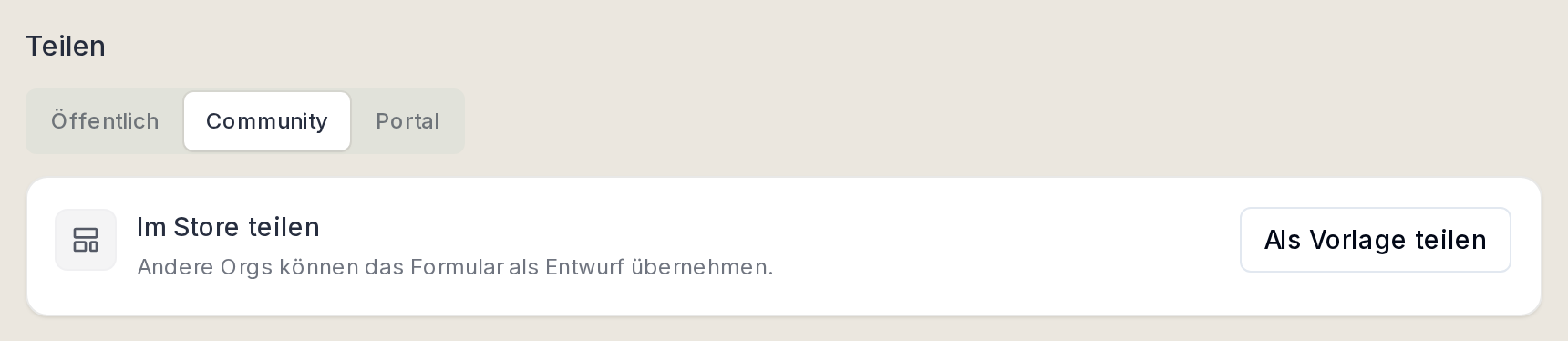 Ein Formular im Store teilen