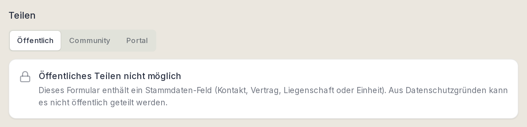 Hinweis, wenn ein Formular Stammdaten-Felder enthält