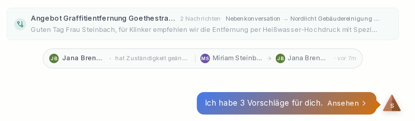 Sprechblase nach dem Umschalten