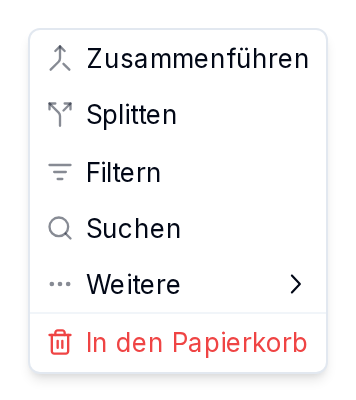 Das Menü „Aktionen“