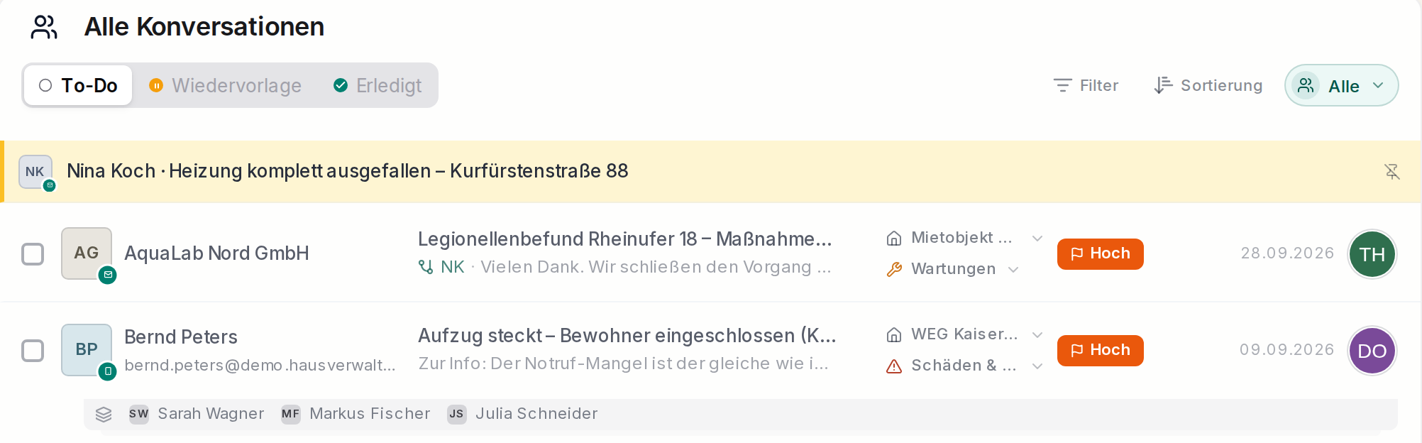 Eine angepinnte Konversation ganz oben