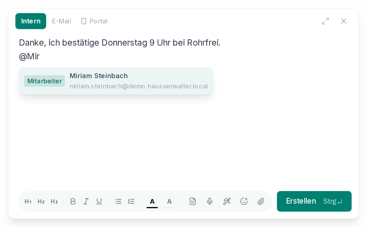 Kollegin mit @ erwähnen
