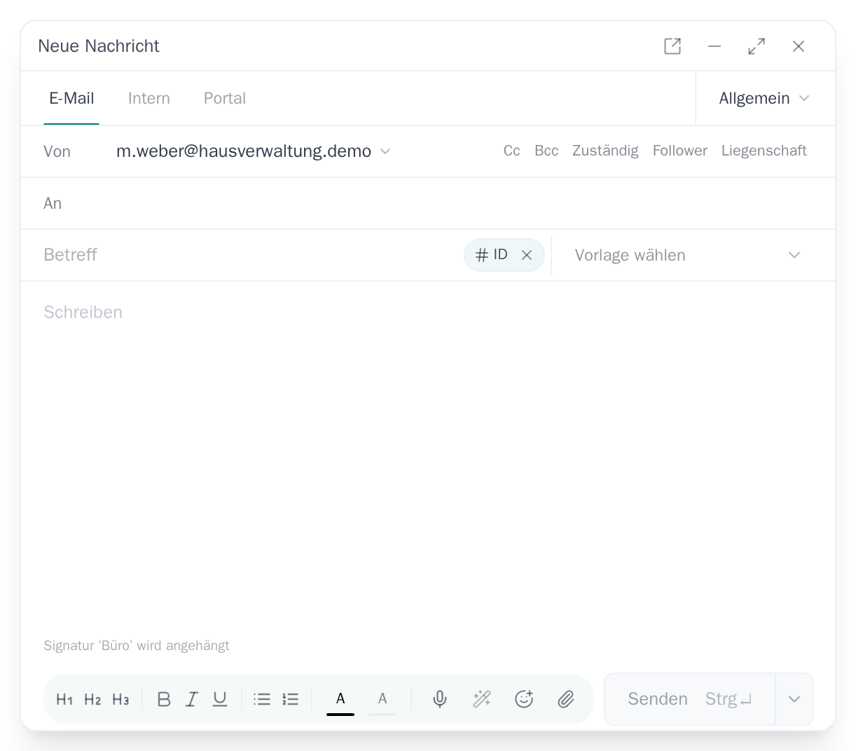 Neue Nachricht per E-Mail