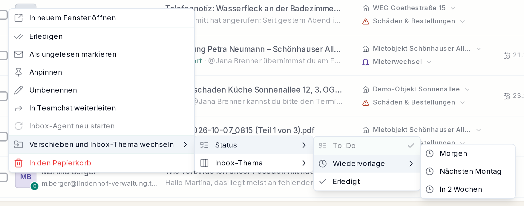 Das Menü per Rechtsklick