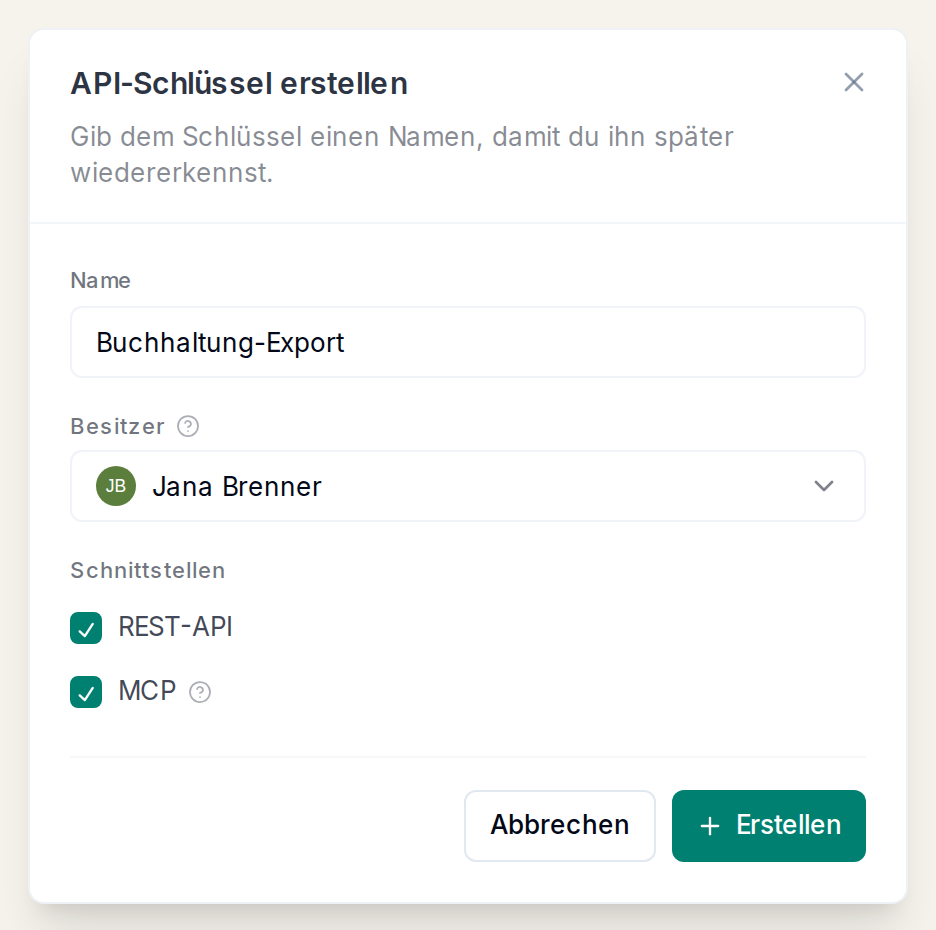 Einen API-Schlüssel erstellen