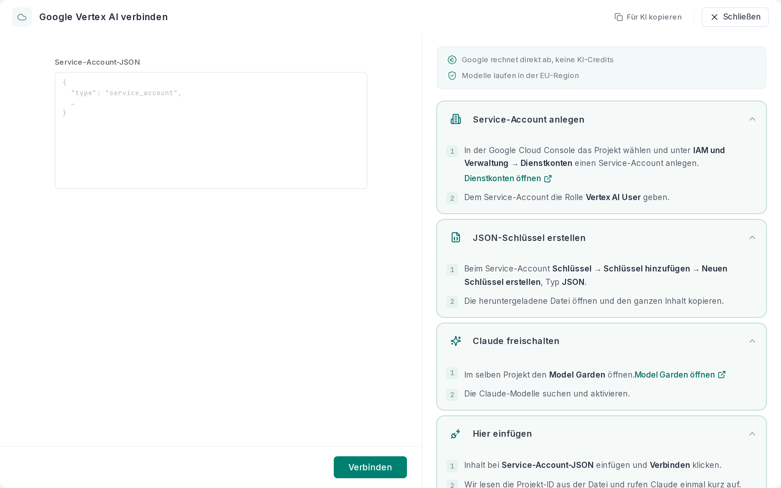 Der Assistent für Google Vertex AI