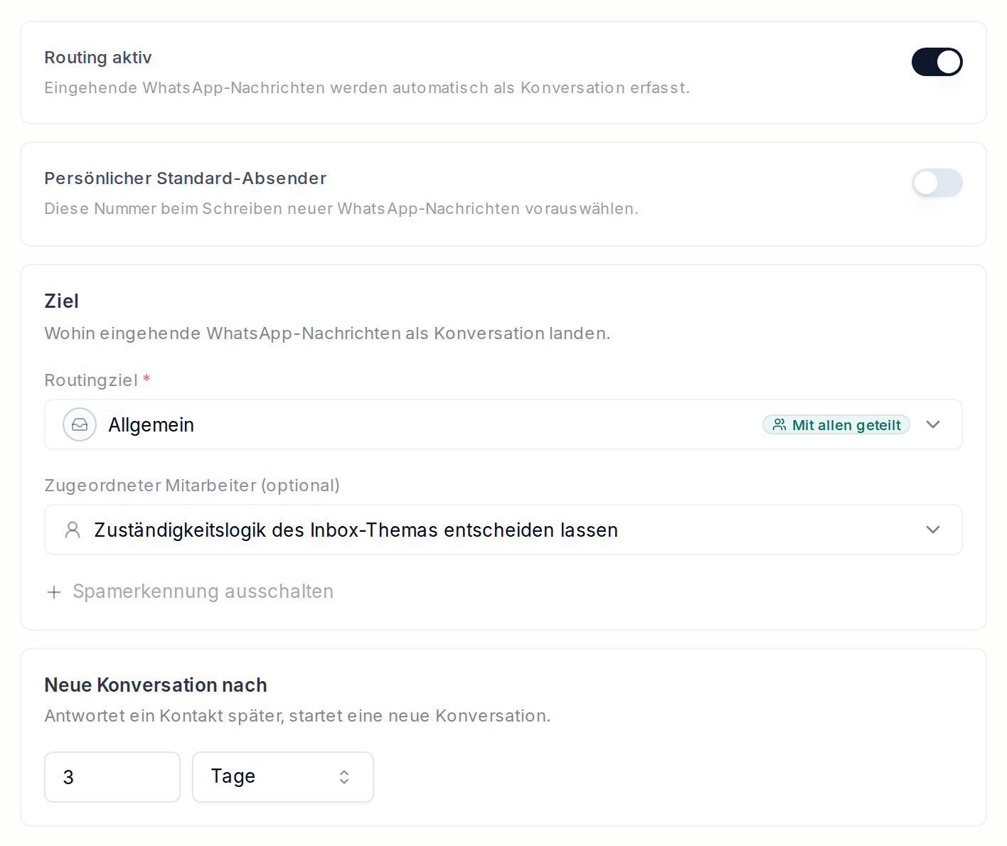 Das Routing einer WhatsApp-Nummer