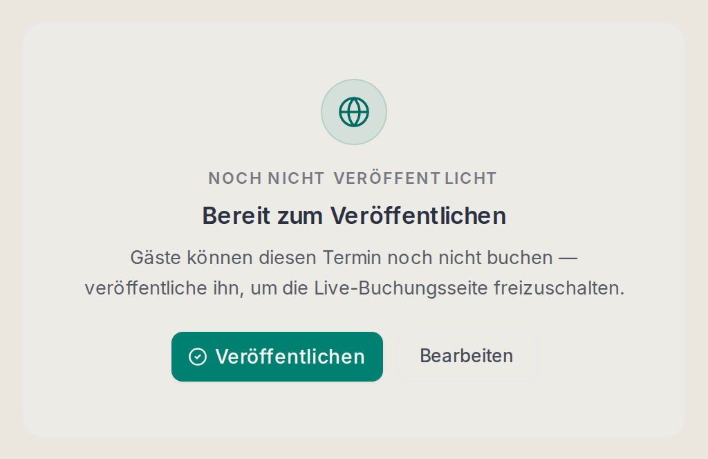 Ein Ereignistyp, bereit zum Veröffentlichen