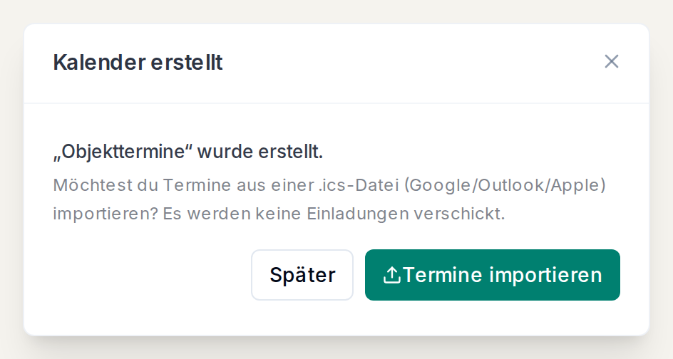 Der Kalender ist erstellt