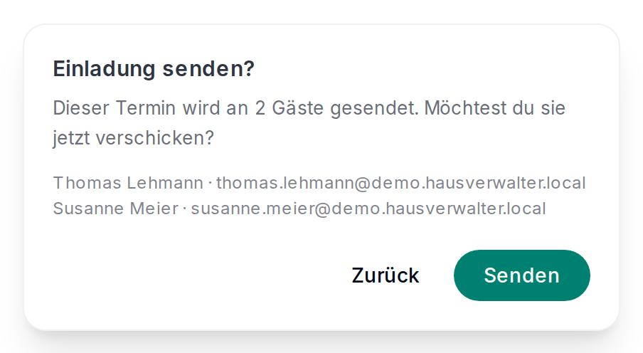 Die Rückfrage vor dem Senden