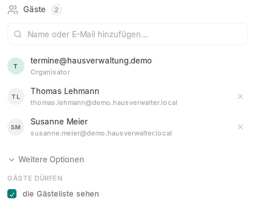 Die Gäste eines Termins