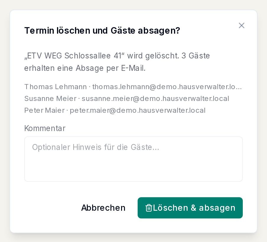 Die Rückfrage beim Löschen