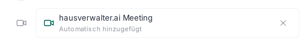 Ein automatisch hinzugefügtes Meeting