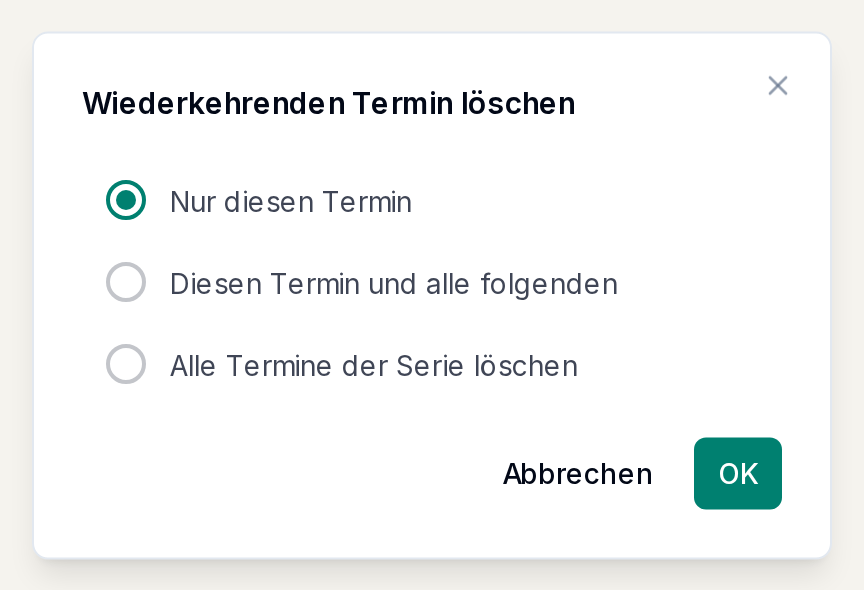 Die Rückfrage beim Löschen einer Serie