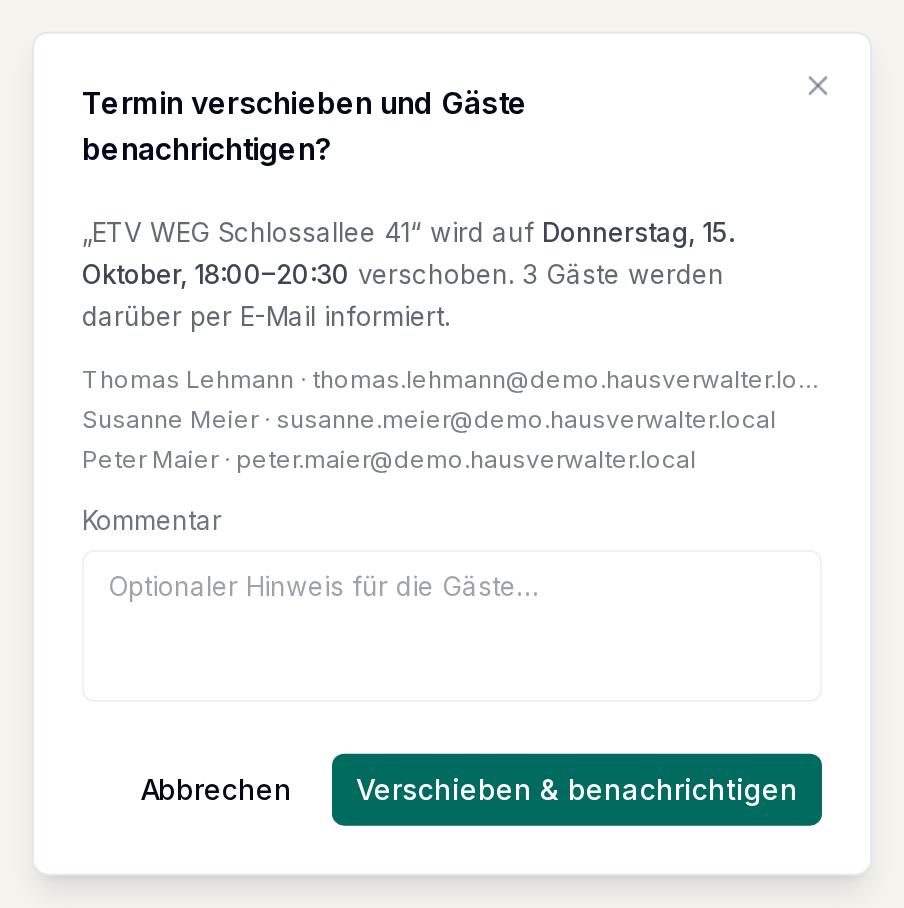 Die Rückfrage beim Verschieben