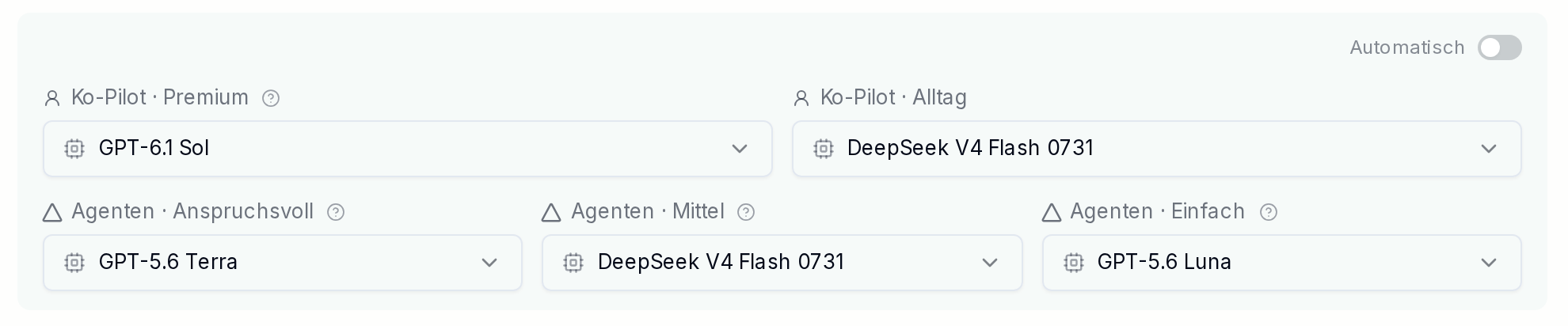 Die Modelle für Ko-Pilot und Agenten selbst festlegen