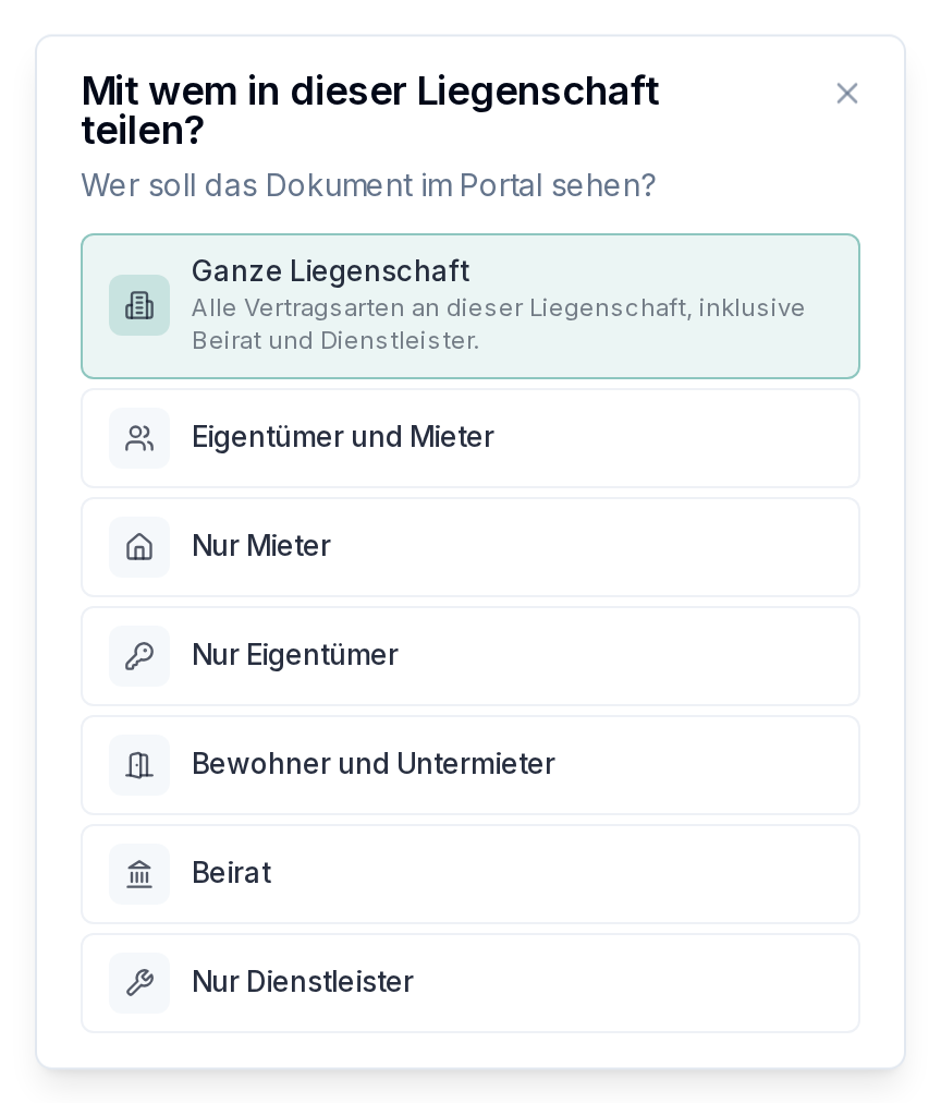 Wer das Dokument im Portal sehen soll
