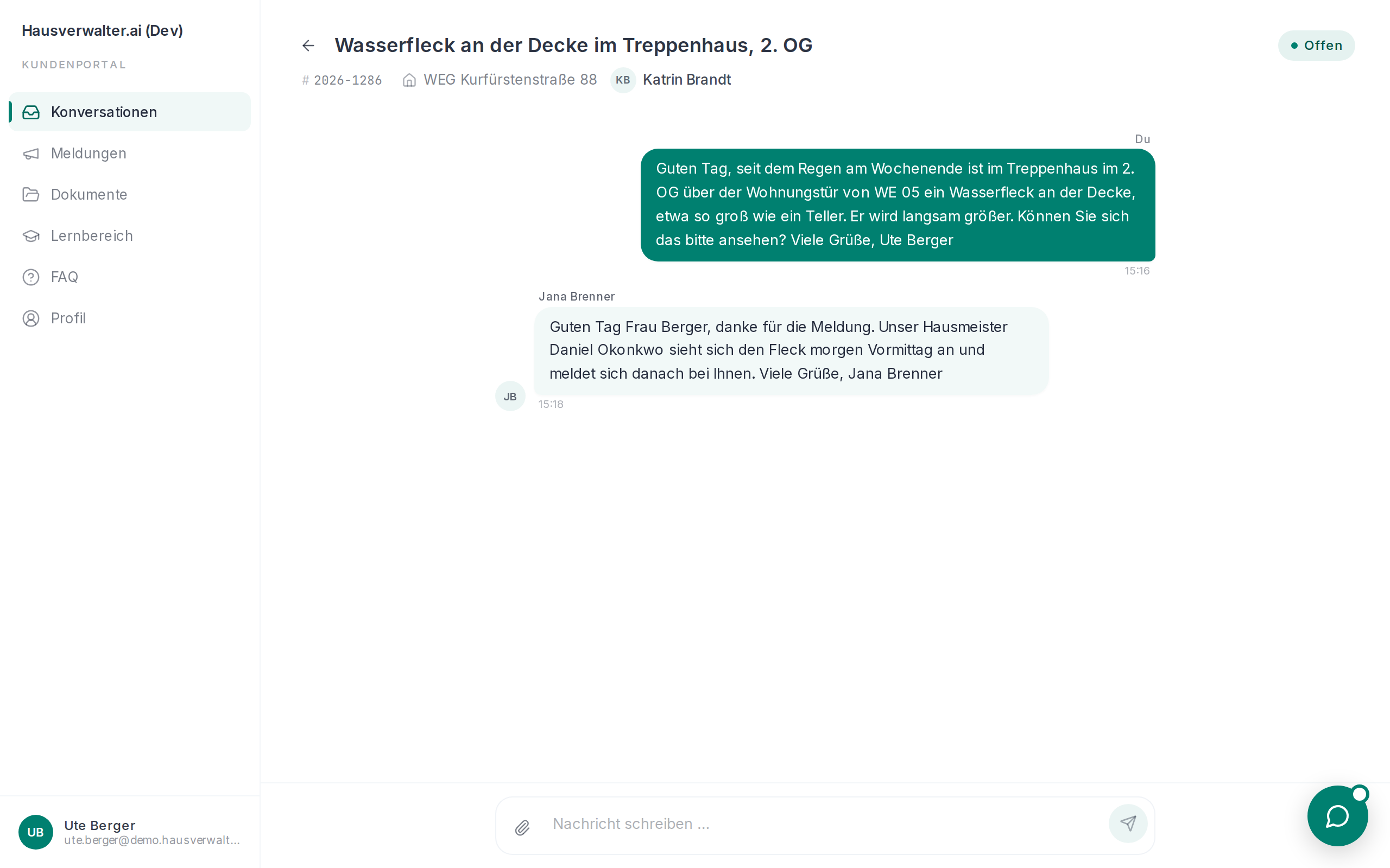 Eine Konversation im Portal