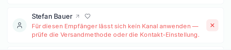 Ein Empfänger ohne passenden Weg