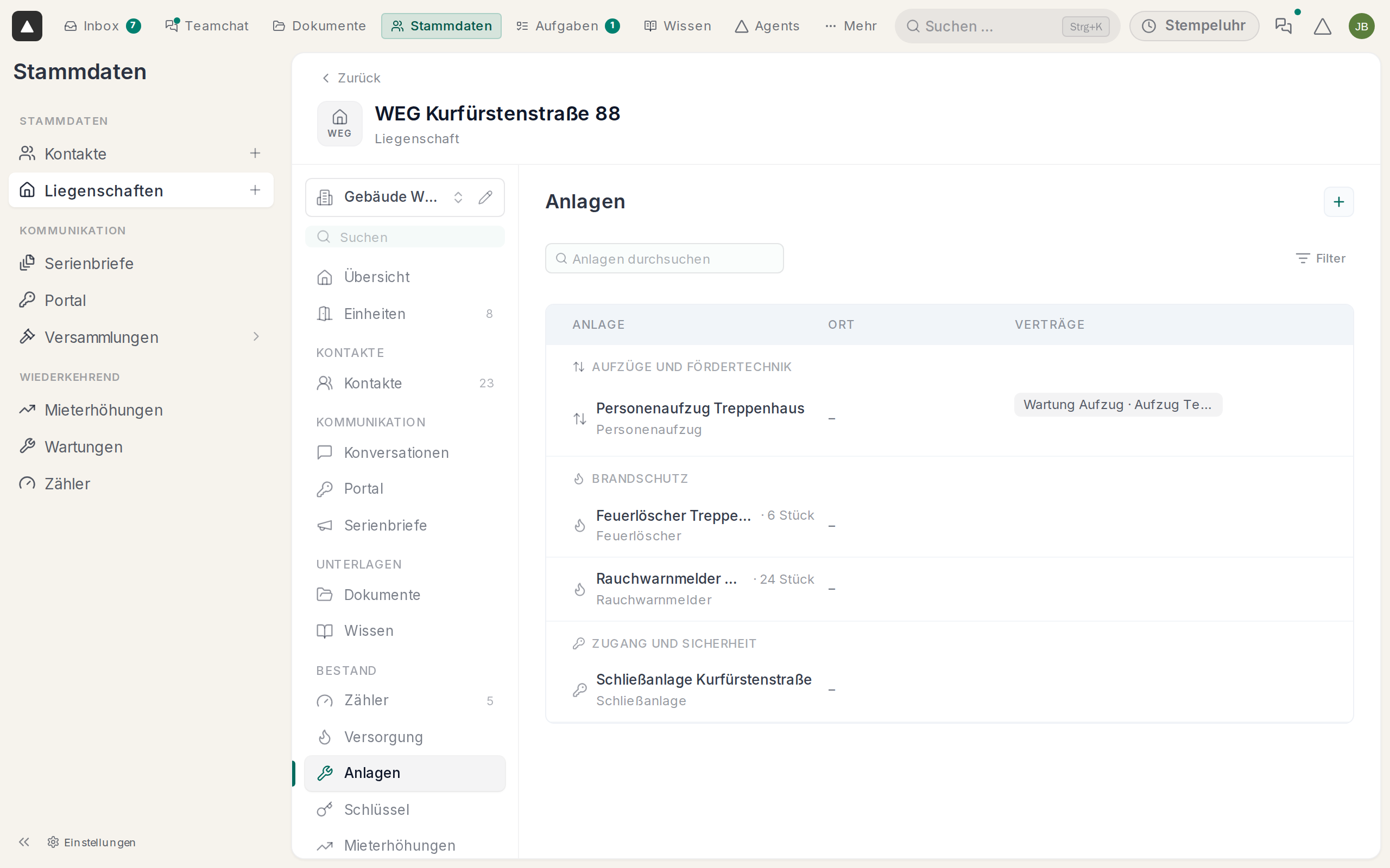 Anlagen einer Liegenschaft