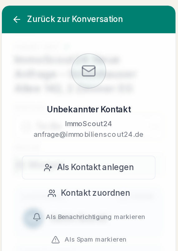 Unbekannter Kontakt in der Inbox