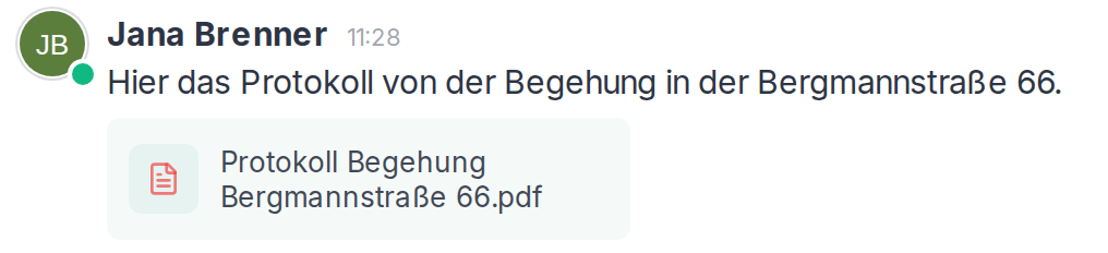 Eine Nachricht mit PDF