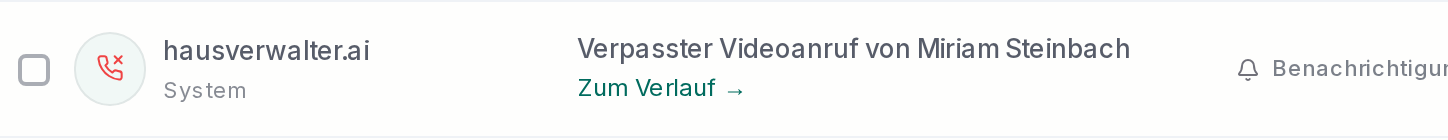 Ein verpasster Anruf in der Inbox