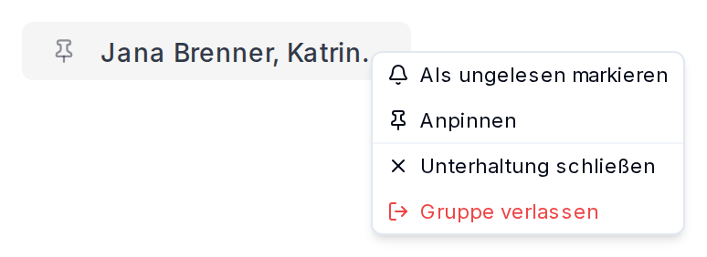 Das Menü einer Gruppe
