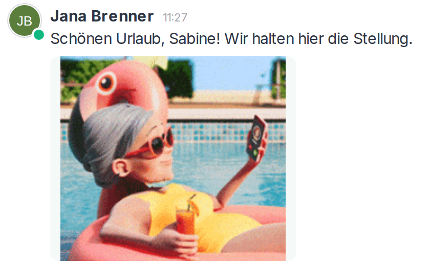 Eine Nachricht mit GIF