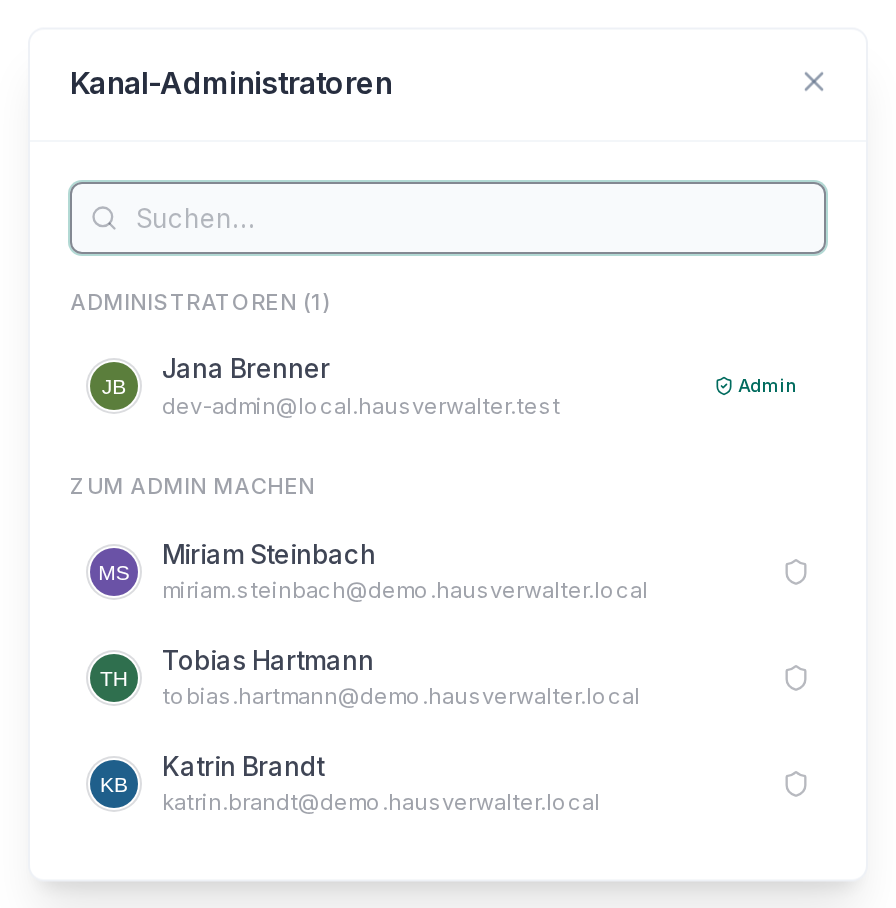 Die Admins eines Kanals