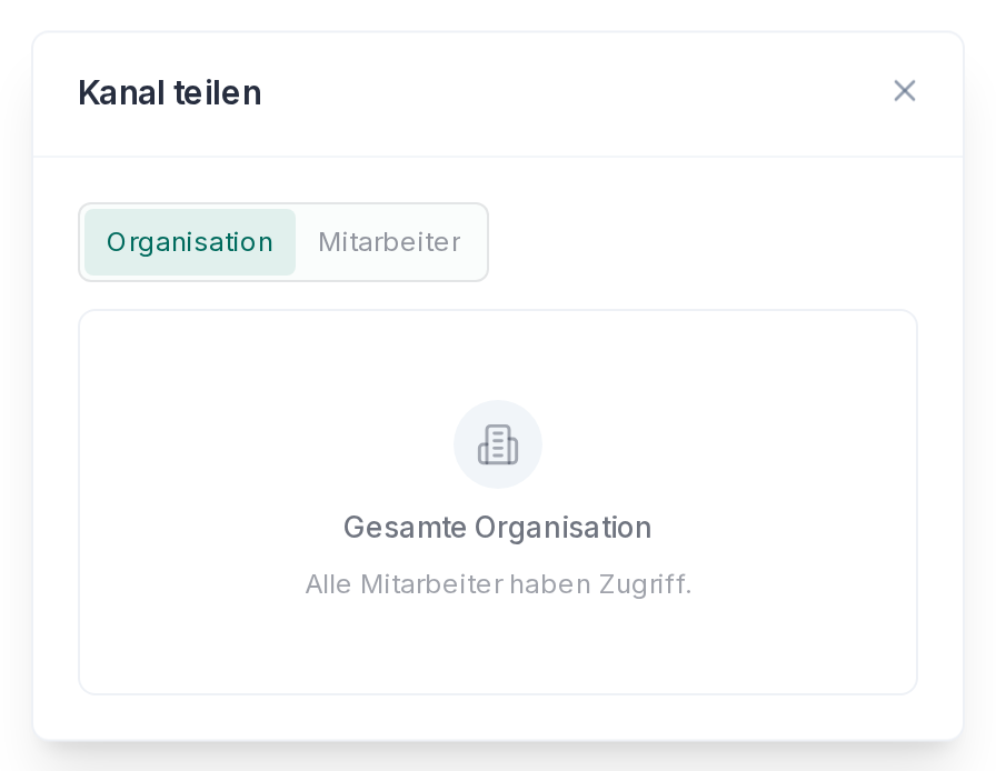 Einen Kanal für die ganze Organisation freigeben