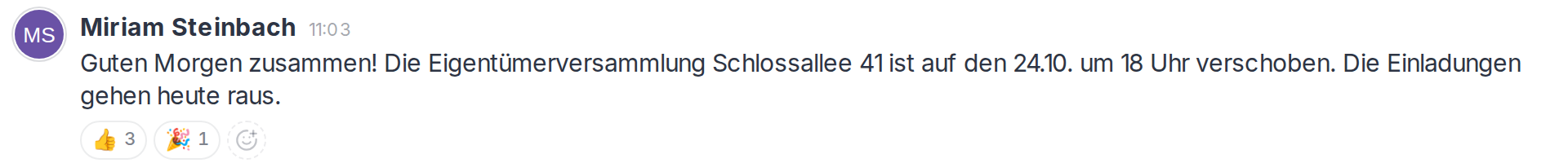 Reaktionen unter einer Nachricht