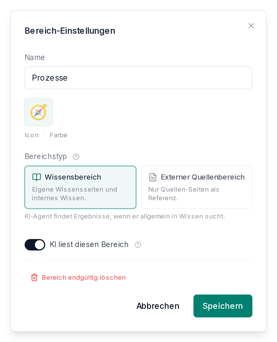„KI liest diesen Bereich“ in den Einstellungen