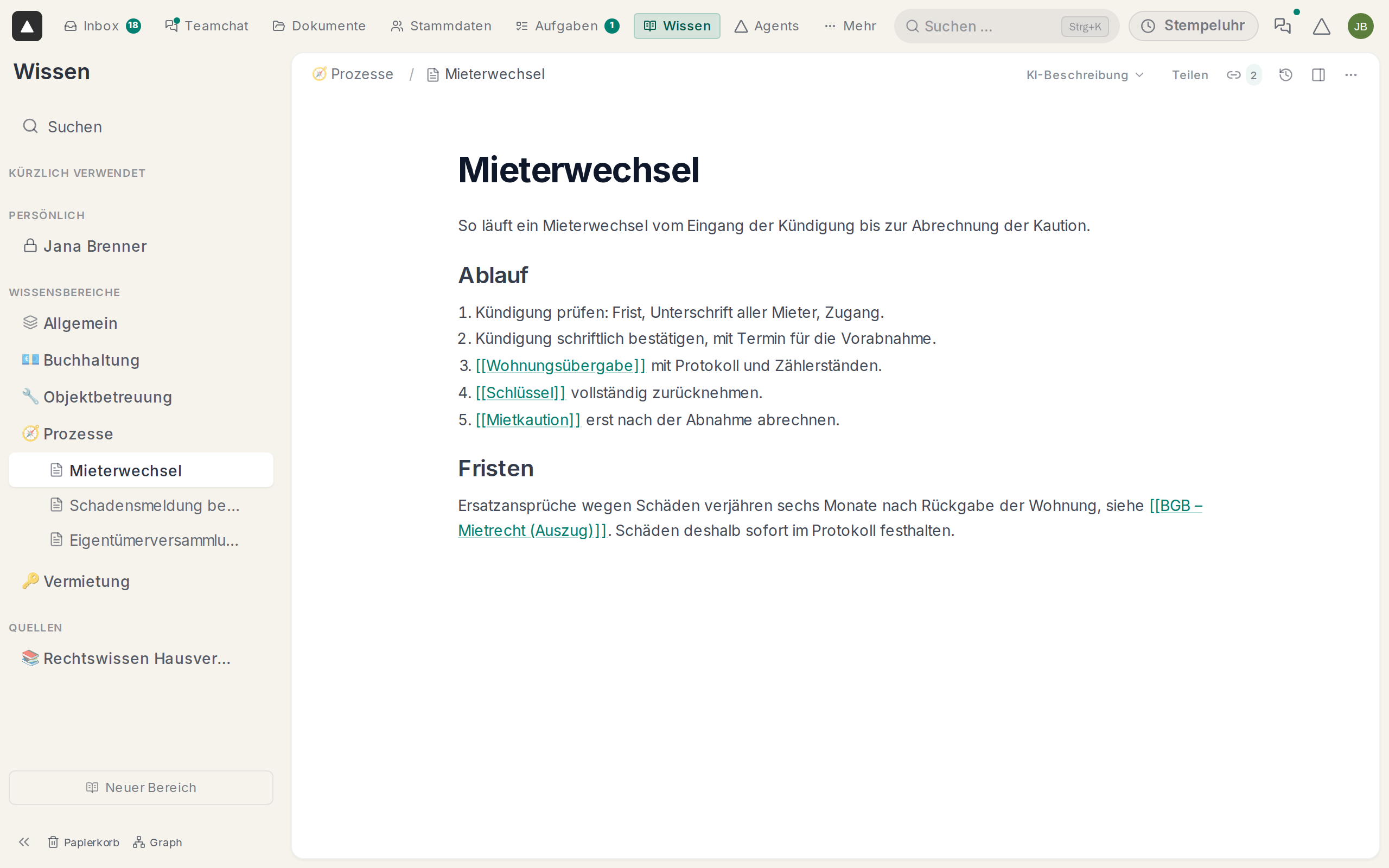 Der Bereich „Wissen“