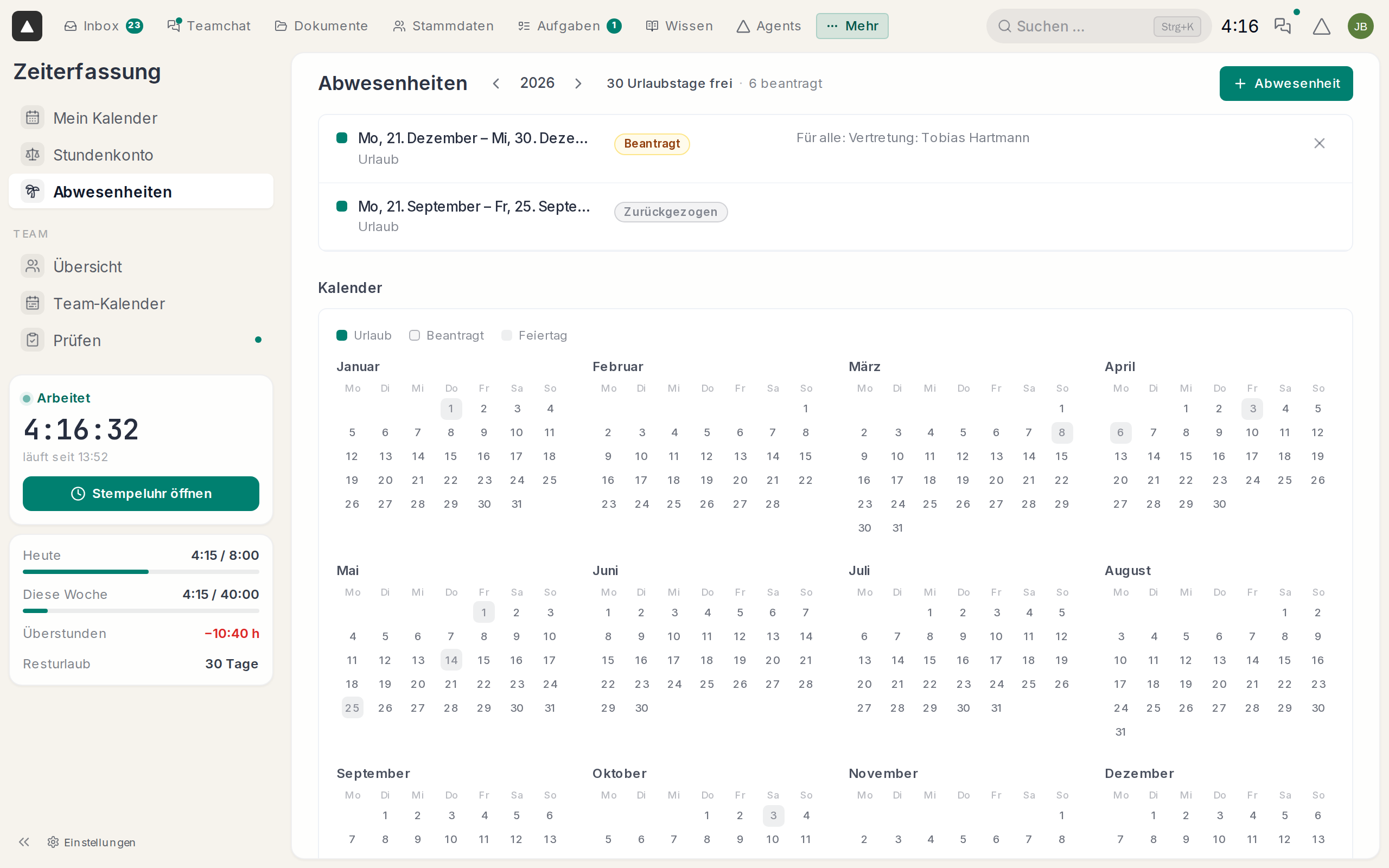 Deine Anträge und der Jahreskalender