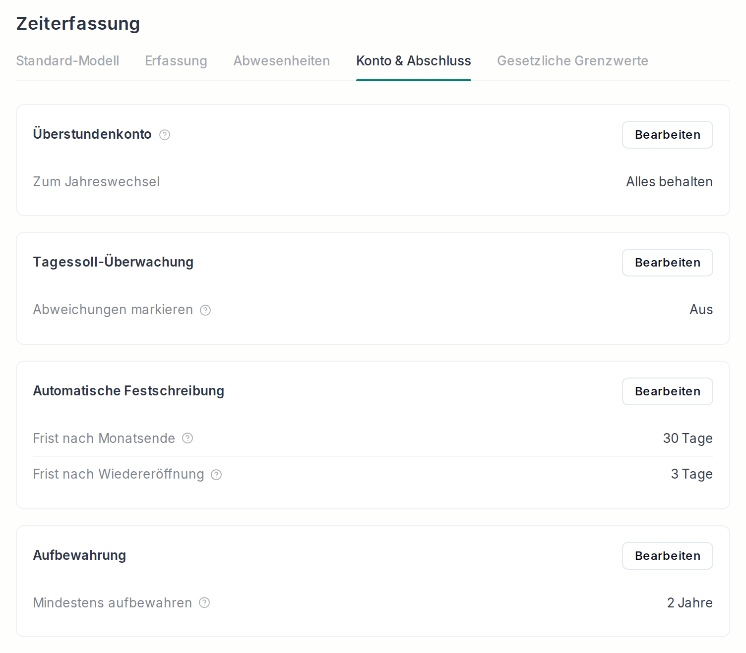 Der Reiter „Konto & Abschluss“