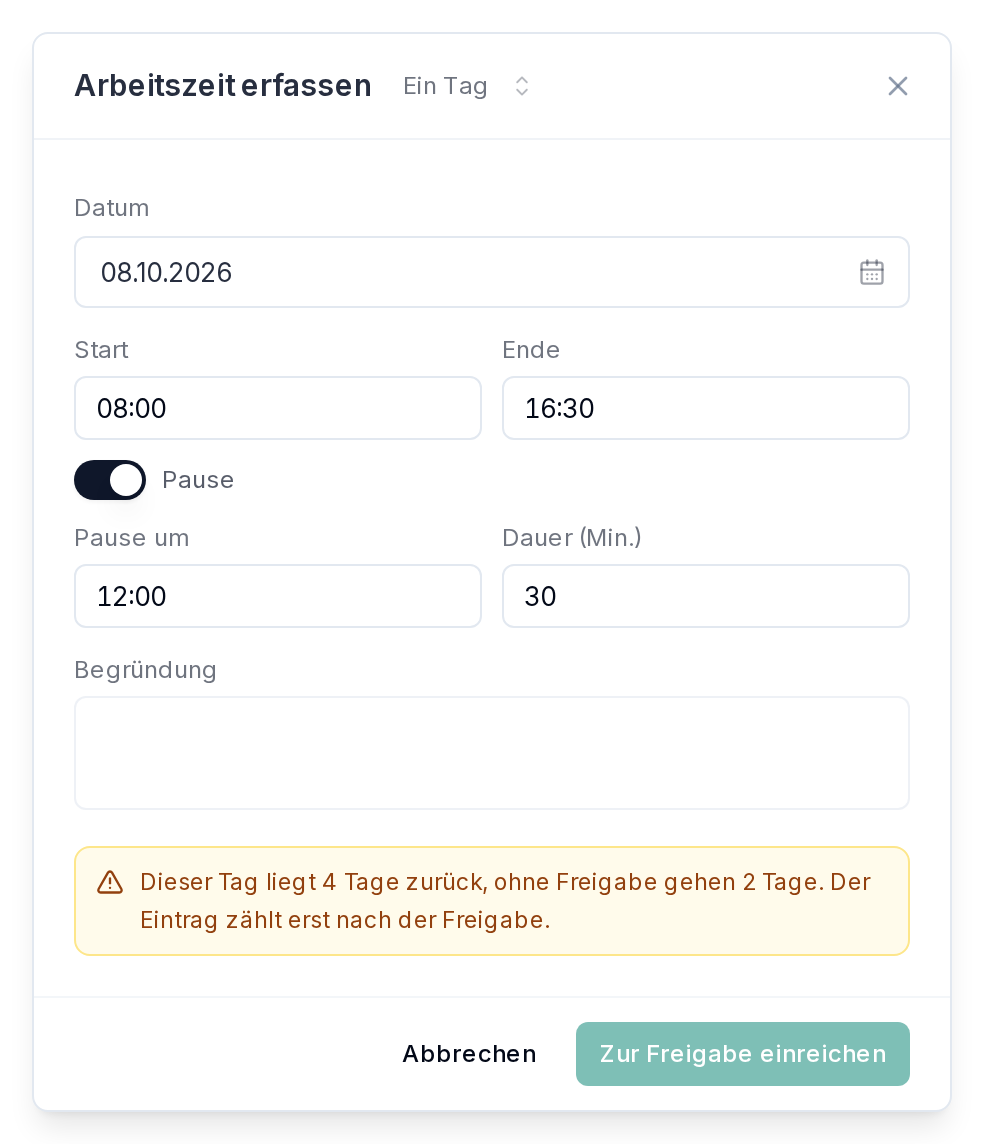 Ein Nachtrag, der eine Freigabe braucht
